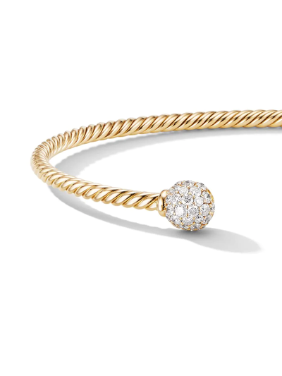 David Yurman 18kt Yellow Gold 7mm Solari Diamond Cuff In Gold