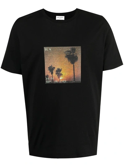 Shop Saint Laurent Vhs Sunset T-shirt In Black