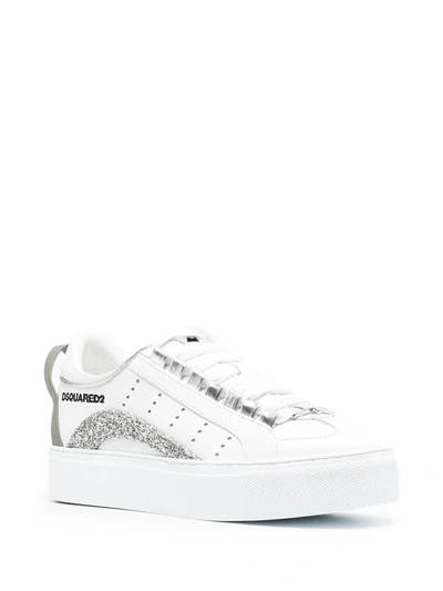 Shop Dsquared2 Glitter-panelled Low-top Sneakers In White