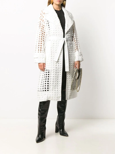 Shop N°21 Perforated-design Midi Coat In White