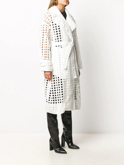 N°21 Perforated-design Midi Coat In White