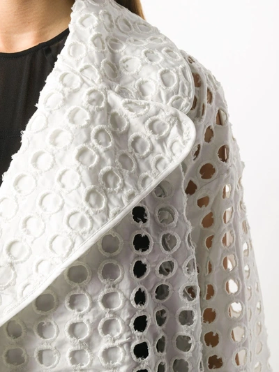 N°21 Perforated-design Midi Coat In White