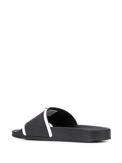 Shop Thom Browne Grosgrain Loop Tab Pool Slides In Black