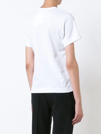 Comme Des Garçons Play White & Purple Large Double Heart T-shirt In White
