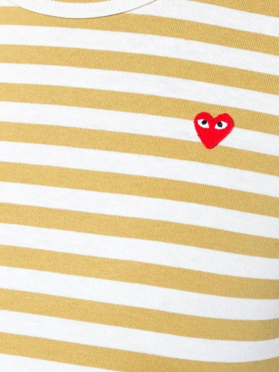 Comme Des Garçons Play Heart-patch Striped Top In Neutrals