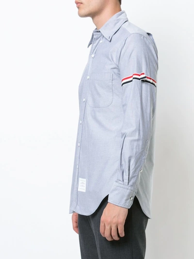 Shop Thom Browne Grosgrain Armband Oxford Shirt In Blue