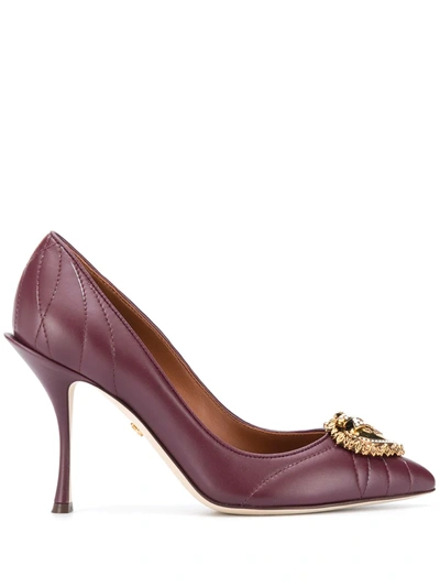 Shop Dolce & Gabbana Devotion Leather Pumps In Purple