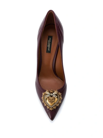 Shop Dolce & Gabbana Devotion Leather Pumps In Purple