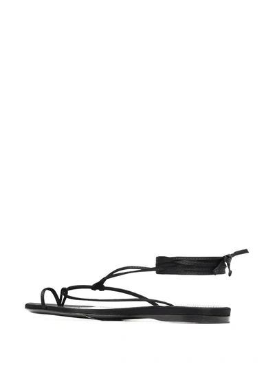 Attico Women's Kika Lace-up Satin Thong Sandals In Black