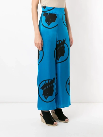 Shop Amir Slama Silk Índio Wide Leg Trousers In Blue