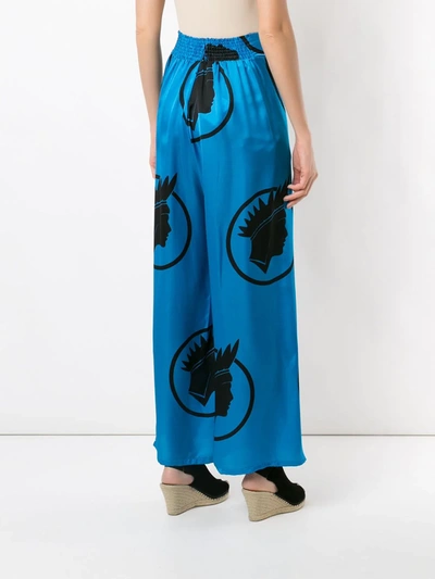 Shop Amir Slama Silk Índio Wide Leg Trousers In Blue