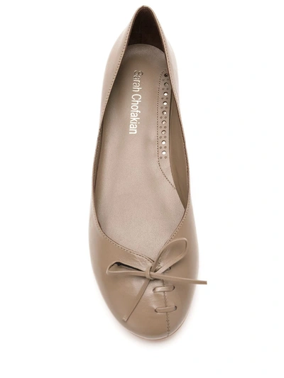 Sarah Chofakian Pila Leather Ballerinas In Brown