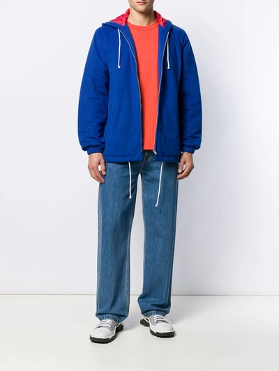 Shop Comme Des Garçons Shirt Padded Hooded Jacket In Blue