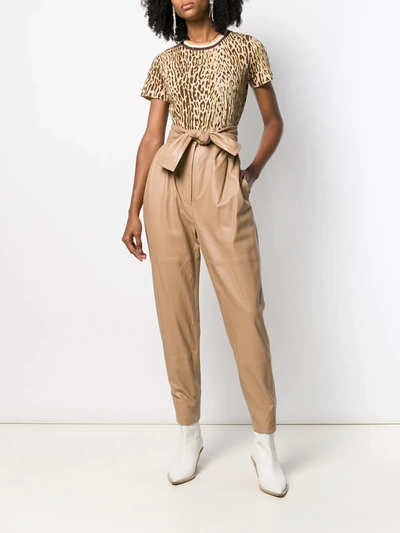 Shop Zimmermann Tapered Leather Trousers In Neutrals