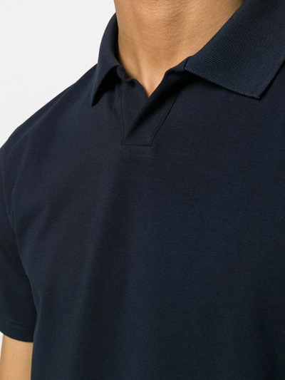 Shop Filippa K Fitted Buttonless Polo Shirt In Blue