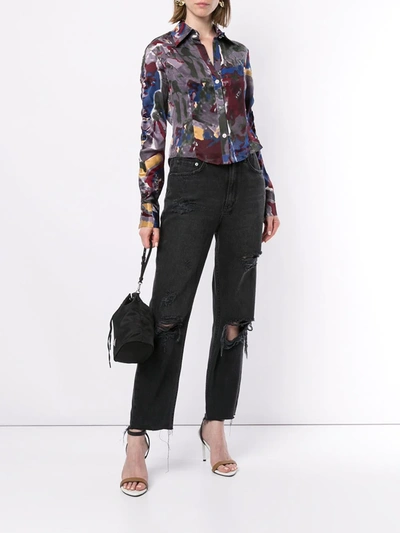 Pre-owned Versace Printed Cropped Shirt In Multicolour