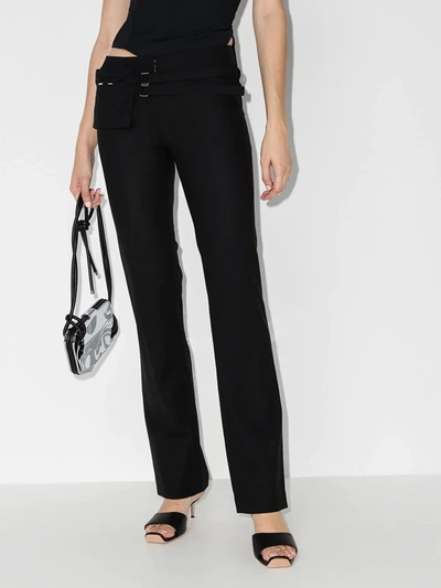 Shop Coperni Belted Flared Trousers In Black