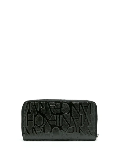 Shop Armani Exchange Embossed Logo Wallet In Black