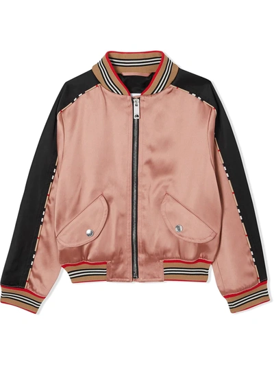 Shop Burberry Deer Motif Bomber Jacket In Pink