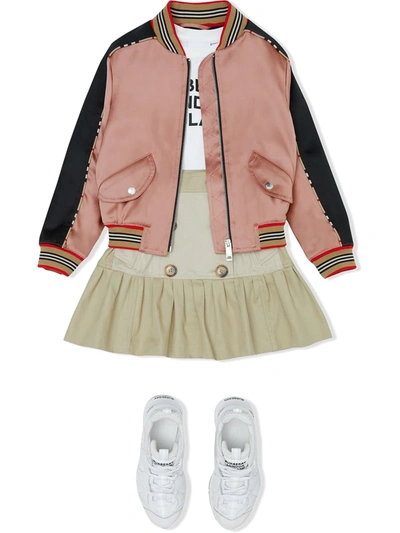 Shop Burberry Deer Motif Bomber Jacket In Pink