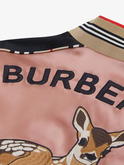 Shop Burberry Deer Motif Bomber Jacket In Pink