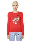 KARL LAGERFELD SUNNY CHOUPETTE BAMBOO KNIT SWEATER, RED