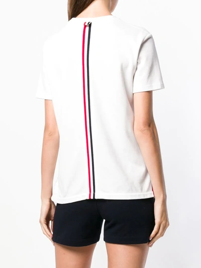 THOM BROWNE STRIPE RELAXED FIT PIQUÉ TEE - 白色