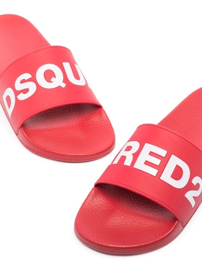 Shop Dsquared2 Logo-print Slide Sandals In Red