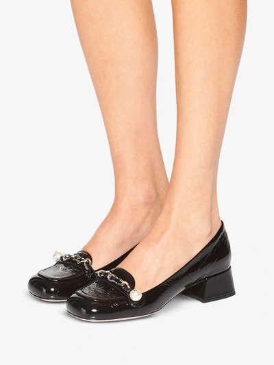 Shop Miu Miu Chain Link-trim Loafers In Black