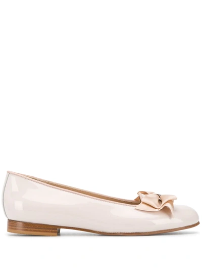 Shop Scarosso Cloe Patent Leather Ballerina Shoes In Neutrals
