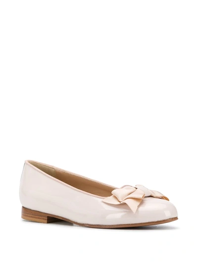 Scarosso Cloe Patent Leather Ballerina Shoes In Neutrals