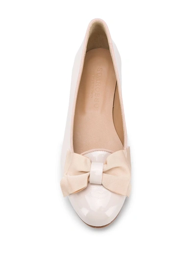 Shop Scarosso Cloe Patent Leather Ballerina Shoes In Neutrals