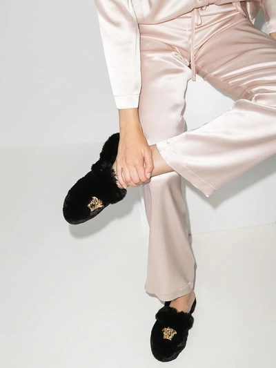 Shop Versace Palazzo Slippers In Black