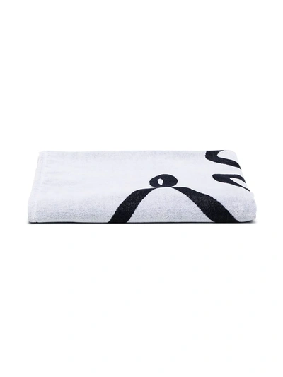 Shop Ermenegildo Zegna Logo Beach Towel In White