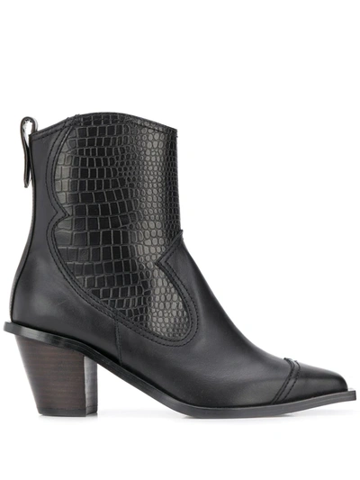 Shop Reike Nen Western Style Ankle Boots In Black