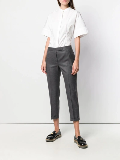 Shop Thom Browne Striped Low-rise Wool Trouser In Grey