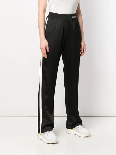 Shop Moncler Elasticated Logo Trousers In Black