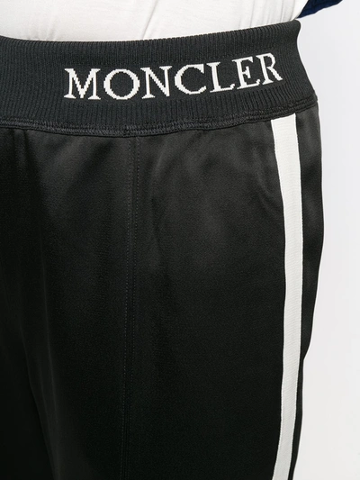 Shop Moncler Elasticated Logo Trousers In Black