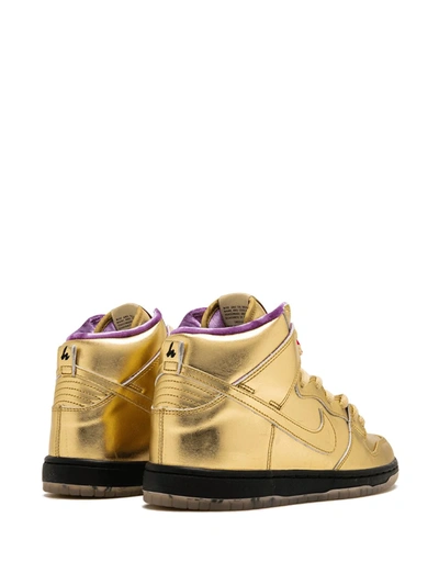 Shop Nike X Humidity Sb Dunk High Qs "trumpet" Sneakers In Gold