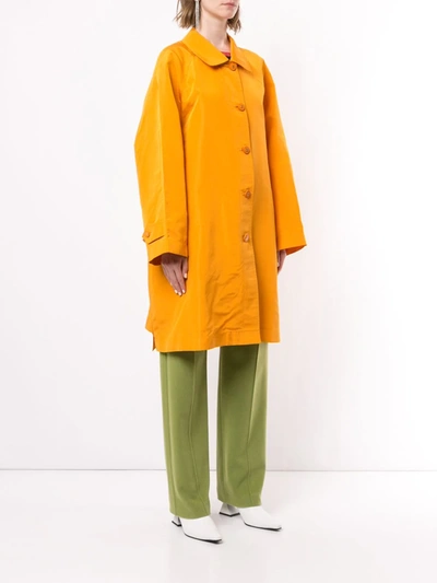 Pre-owned Chanel 1990s Cc Logos Silk Coat In Yellow