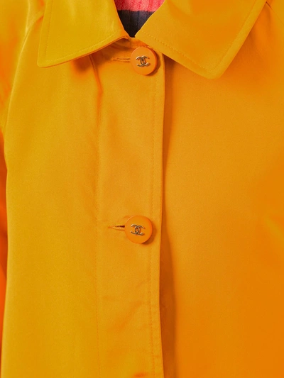 Pre-owned Chanel 1990s Cc Logos Silk Coat In Yellow