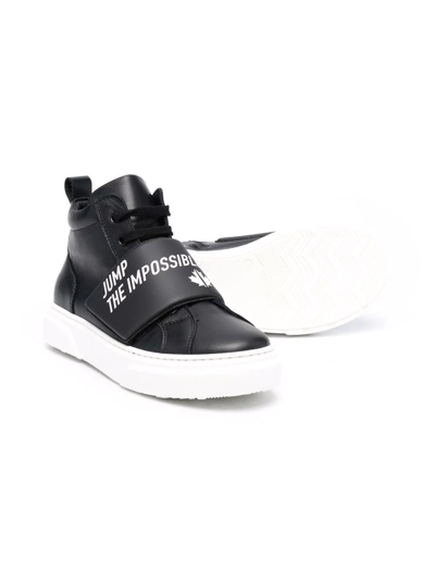 Dsquared2 Logo-print High-top Leather Sneakers In Black