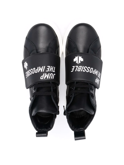 Shop Dsquared2 Logo-print High-top Leather Sneakers In Black