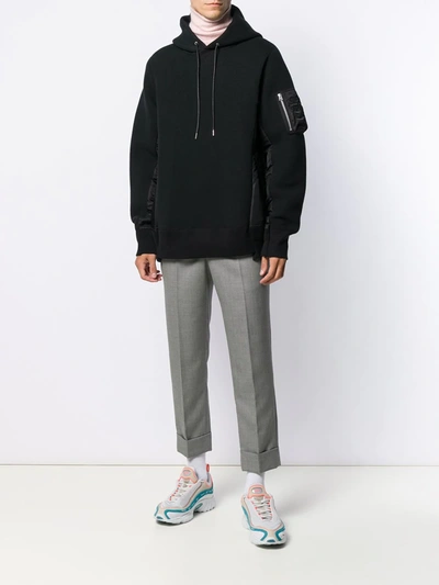 Shop Sacai Sponge Sweat X Ma-1 Hoodie In Black