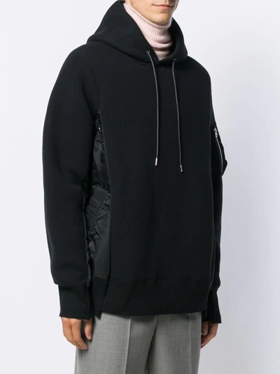 Shop Sacai Sponge Sweat X Ma-1 Hoodie In Black