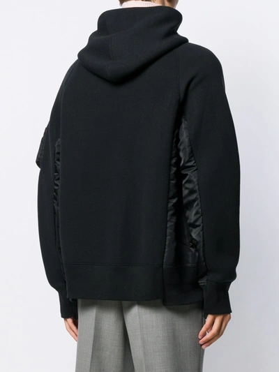 Shop Sacai Sponge Sweat X Ma-1 Hoodie In Black