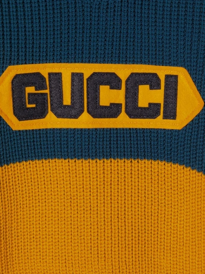 Shop Gucci Patch Crew Neck Jumper In Yellow