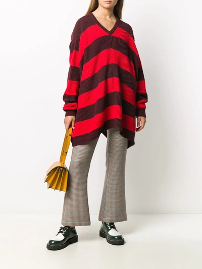 Shop Marni Ribbed Knit Striped Jumper In Red