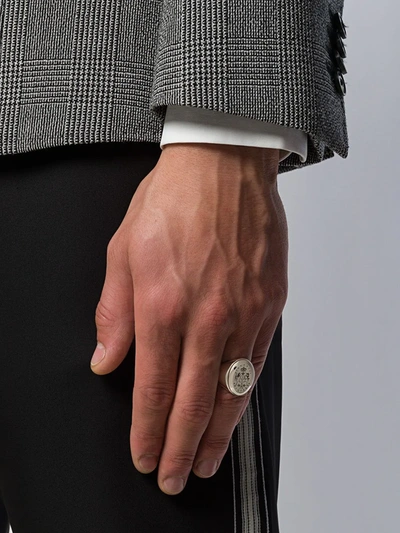 Shop Alexander Mcqueen Engraved Signet Ring In Silver