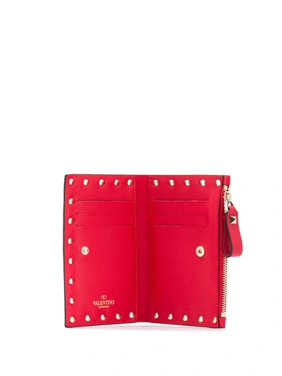 Shop Valentino Rockstud Flat Wallet In Red